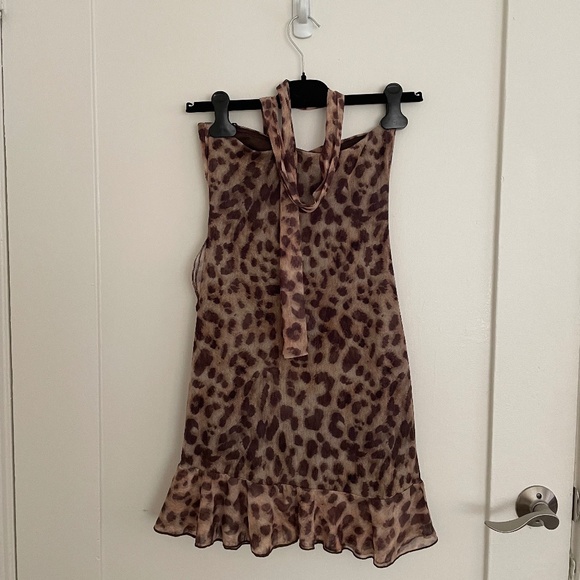 ZARA Leopard Print Mini Mesh Dress Size S/M - Picture 7 of 8
